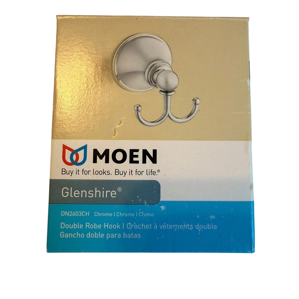 Moen Glenshire double robe hook Chrome #DN2603CH New in Box - unopened.